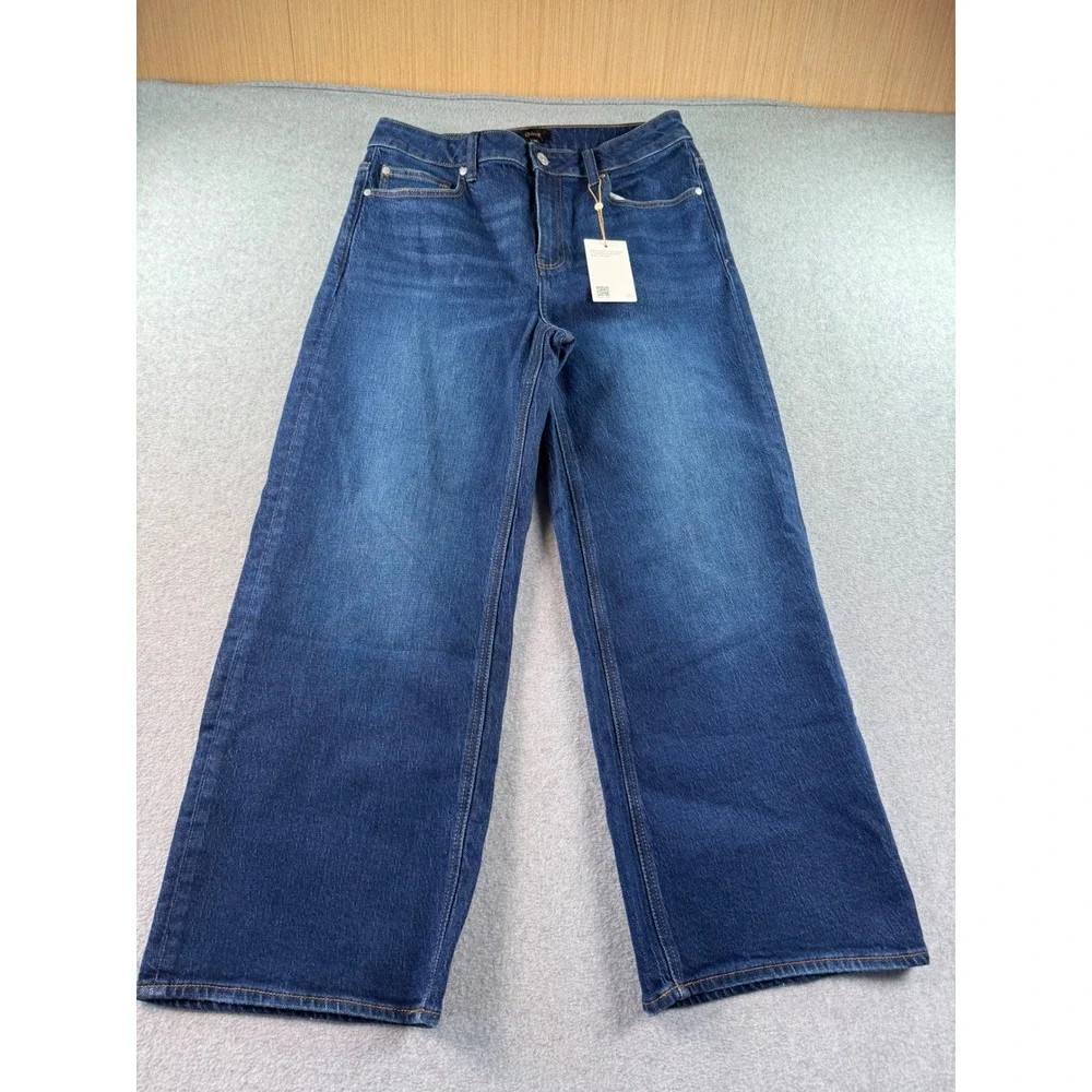 Quince Bella Stretch Relaxed Straight Jeans Stormy Blue Organic Cotton Tencel 30